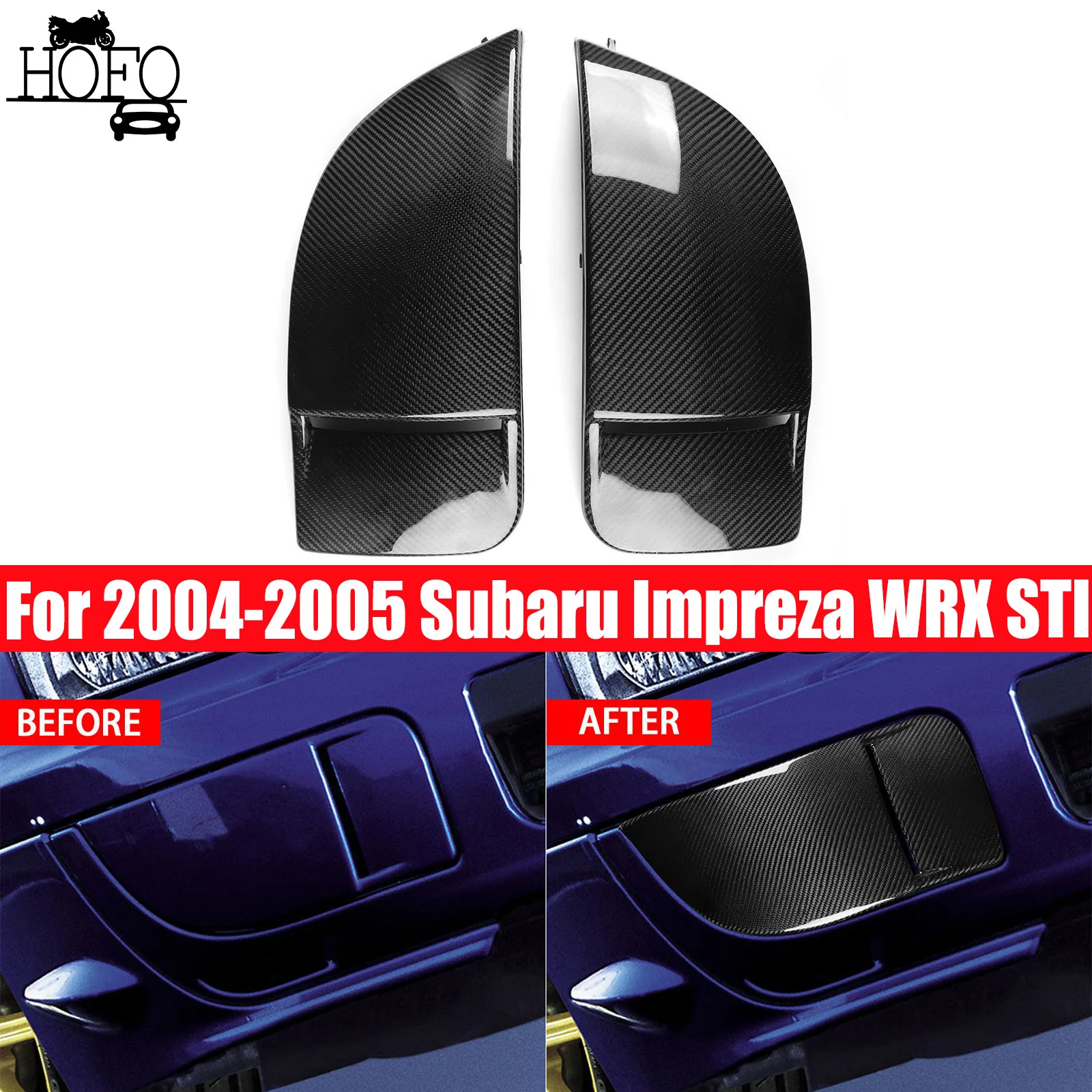 Carbon Fiber Fog Light Bumper Bezel Cover Caps For 2004-2005 Subaru Impreza WRX STi