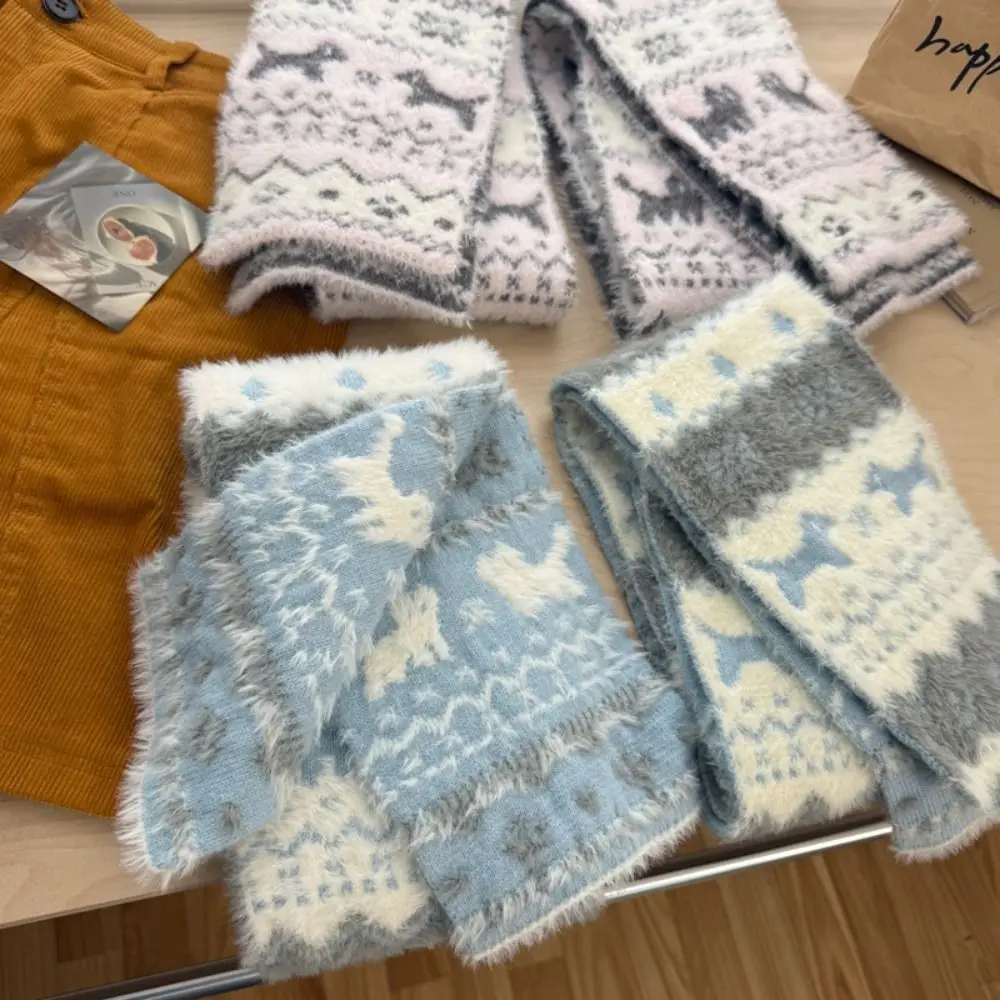 

Классический жаккардовый вязаный шарф со снежинками, утепленные зимние кашемировые шарфы, теплая шерстяная шаль в стиле Fair Isle для девочек