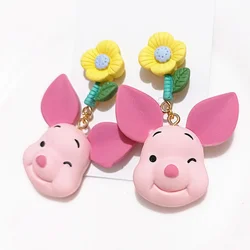 A Pair of Cute Cartoon Funny Flower Pig Earrings