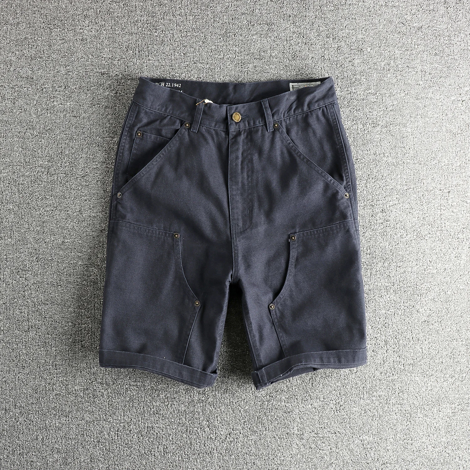 2025 Summer New American Retro 12OZ Canvas Striped Cargo Shorts Men's Simple 100% Cotton Washed Straight Casual 5-point Pants