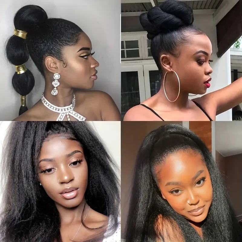 Synthetic Yaki Straight Ponytail Hair Extension for Women 30 Inch Long Drawstring Ponytail Kinky Straight Pony Tail Clip in Hair