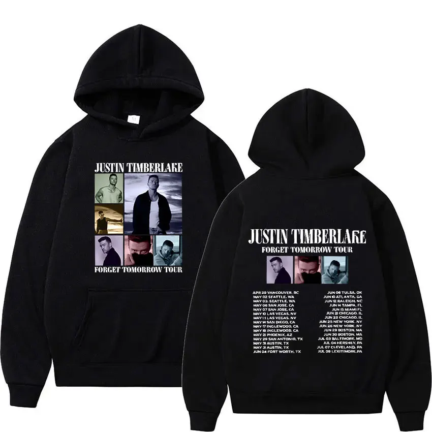 New 2024 Justin Timberlake Forget Tomorrow World Tour Hoodie Men's Hip Hop Retro Pullover Oversized Sweatshirt Gothic Streetwear