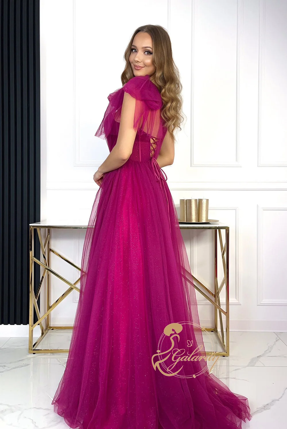 Galarity Tulle Evening Dresses 2025 Corset Birthday Dress Guest Gown One Shoulder Prom Dress Slit Elegant Party Dress Customizd