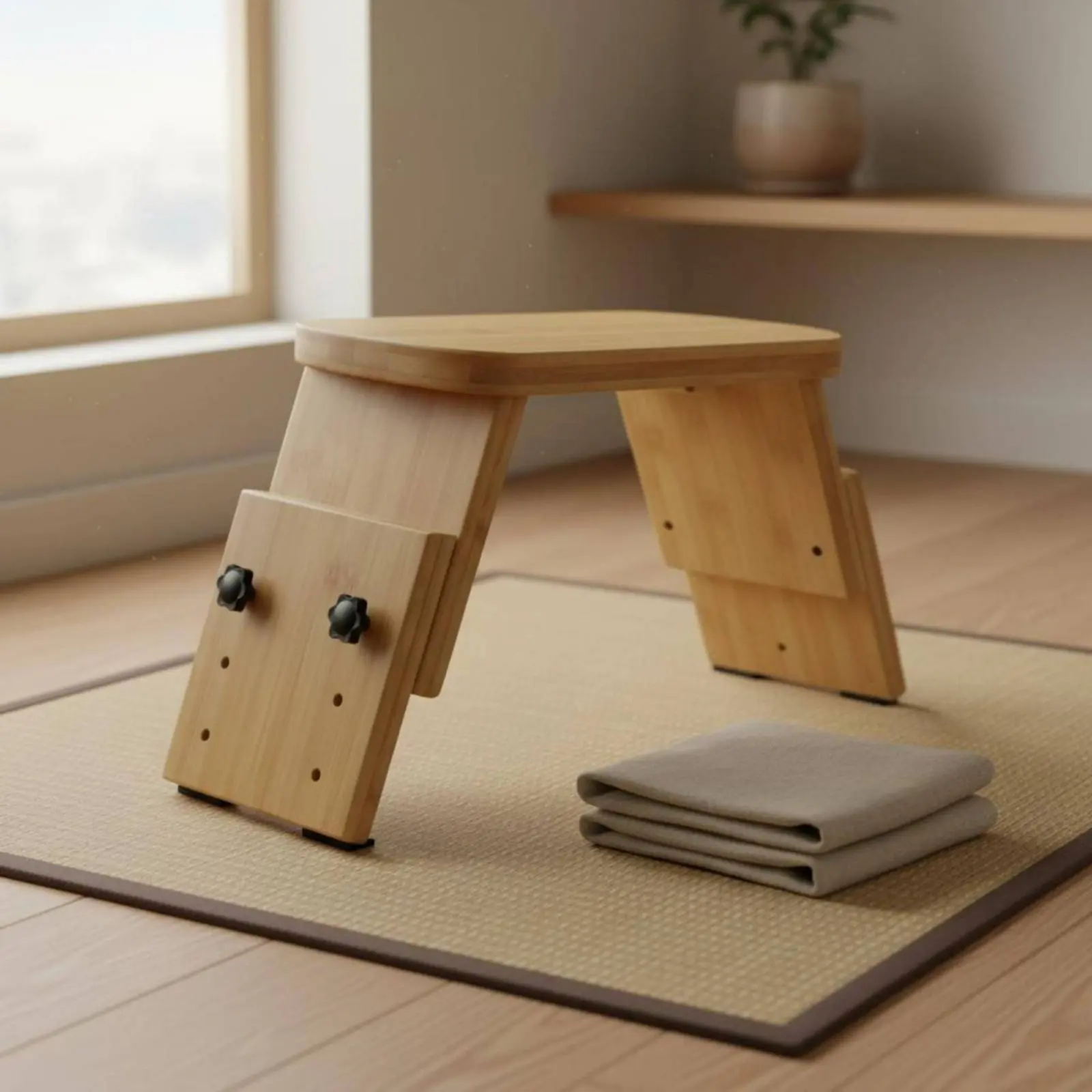 

Портативный табурет для медитации с подушкой, прочный и устойчивый, эргономичная скамья для медитации на коленях, бамбуковый табурет для медитации с подушкой для дома