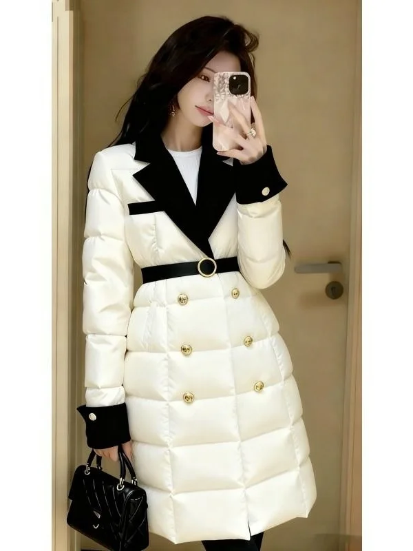 

Шикарная утепленная хлопковая куртка цвета хаки средней длины, зима 2025, уникальная, высококачественная, индивидуальная, теплая верхняя одежда в корейском свободном стиле