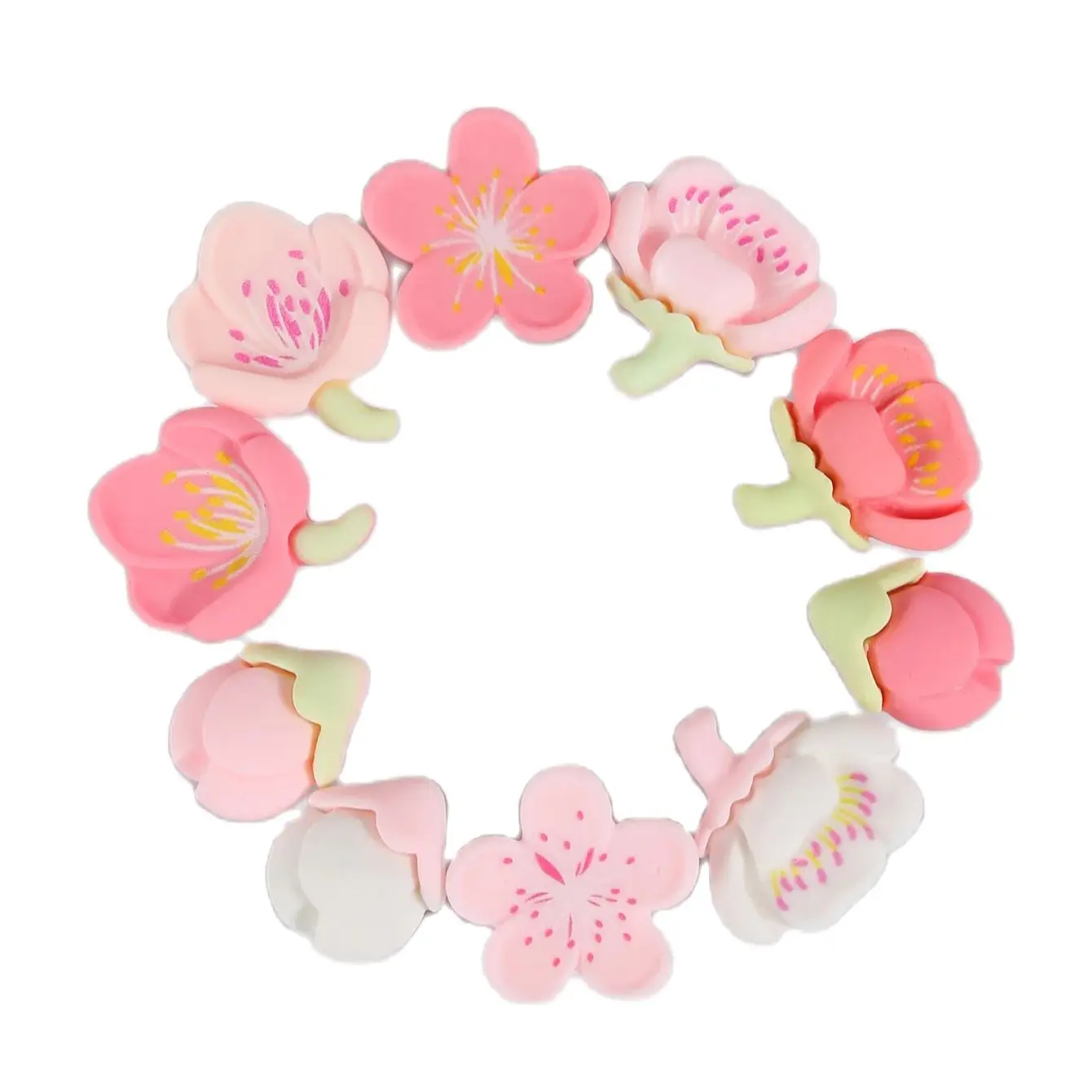 青昕 Breloques de chaussures en fleurs de cerisier romantiques, 10 pièces, pour Crocs, bricolage, chaussures détachables assorties avec tout, boucle, accessoires de décoration, cadeaux 3