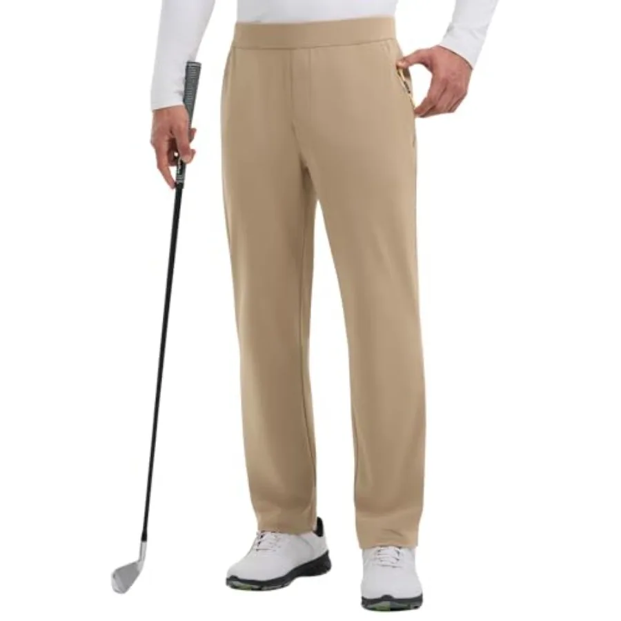 

baleaf Men's 30" Fleece Lined Golf Pants Warm Winter Stretchy Casual Business Travel 3 Pockets