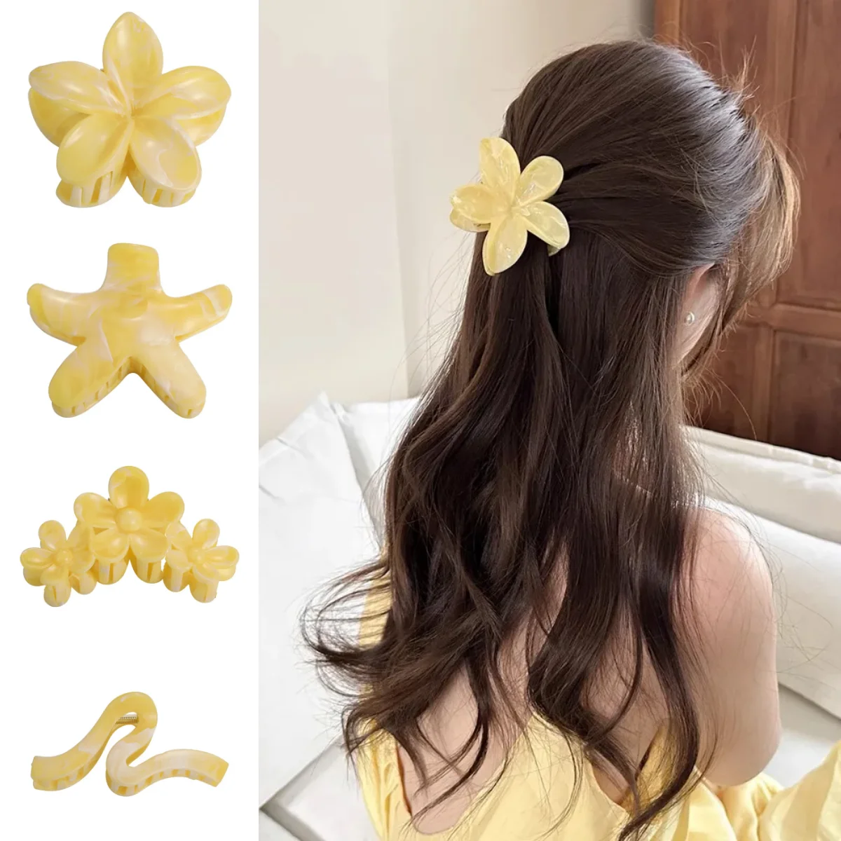 

Когти для волос большого размера, геометрический цветок, заколка для волос для женщин и девочек, дорожная заколка в виде акулы, заколки для волос, женские модные аксессуары для волос