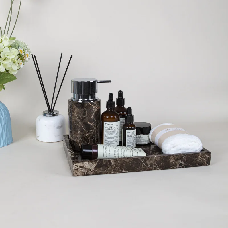 Marble Tray Square Jewelry Organizer Bathroom Decoration Home