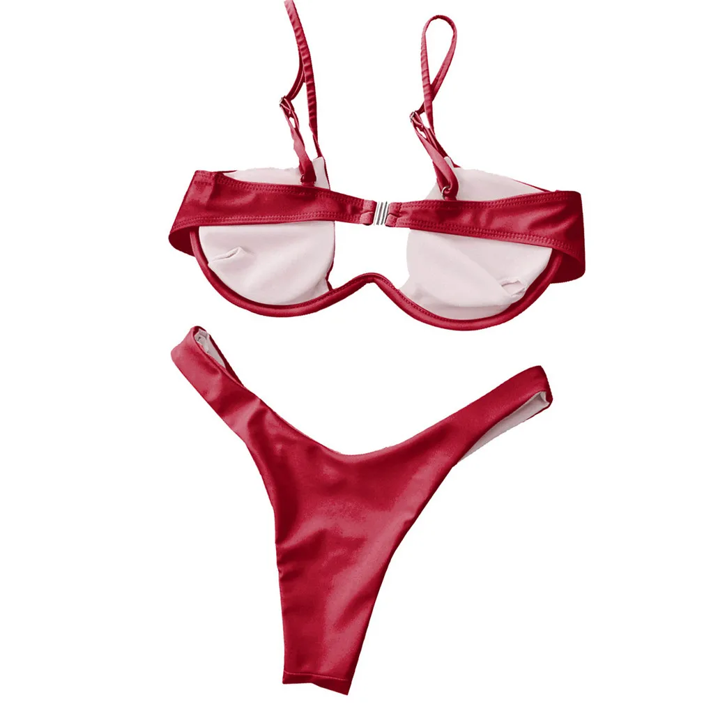 Women Steel Bracket Swimwear Set Elastic Swimsuit Polyester Swimwear Summer Swimming Suit XL