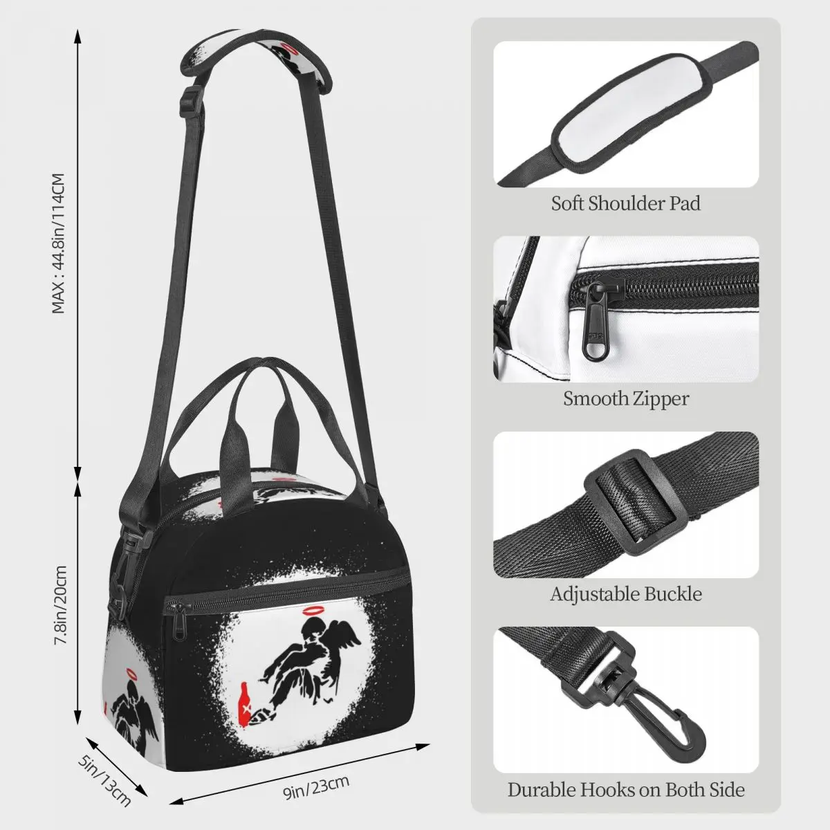 Fallen Angel Banksy Stencil Spray Paint Art Lunch Bags Insulated Bento Box Lunch Tote Picnic Bags Cooler Bag for Woman Children