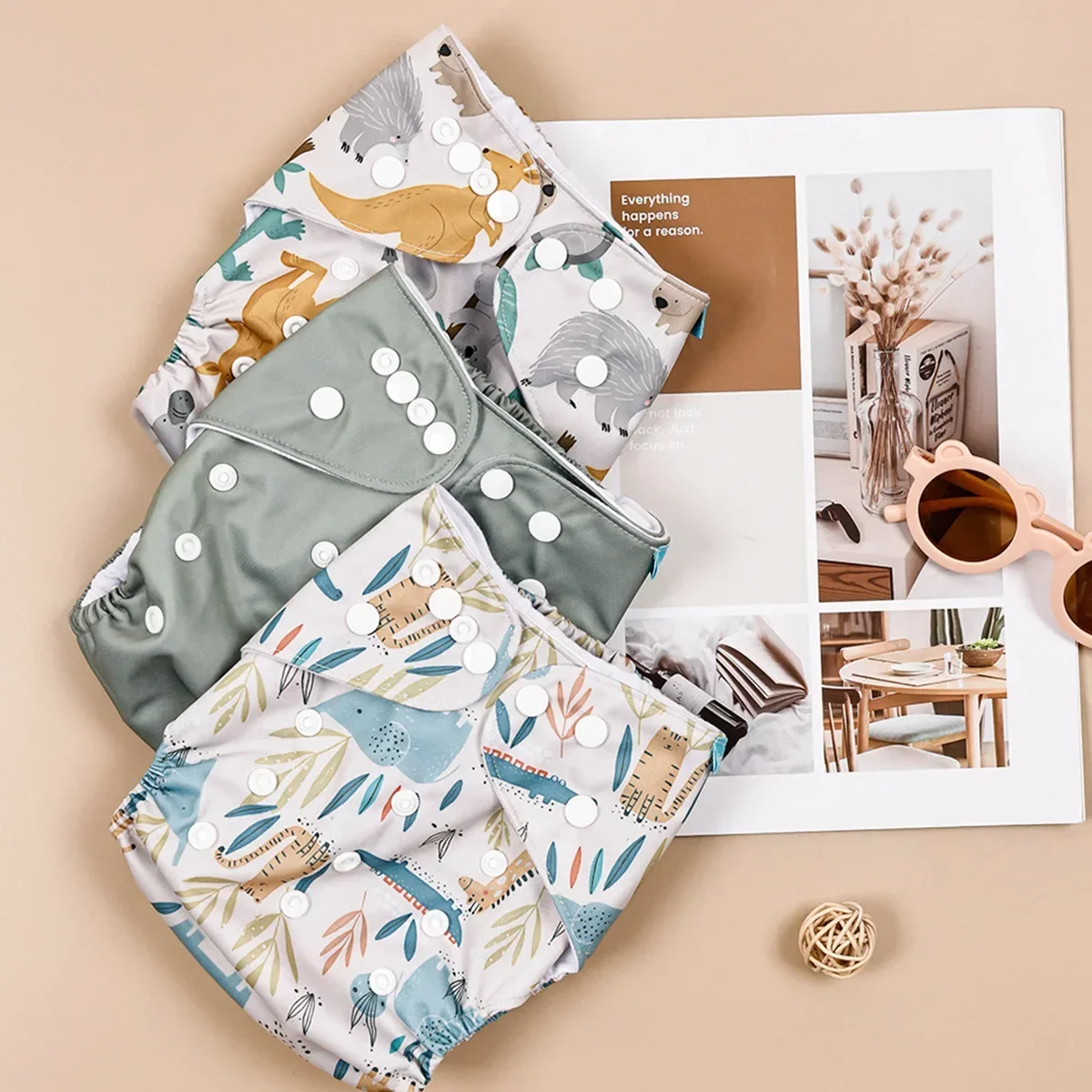 3 قطع من سراويل تدريب الأطفال القابلة للغسل، حفاضات قماشية مقاومة للماء مع طباعة كرتونية، ملابس داخلية للرضع قابلة لإعادة الاستخدام #6