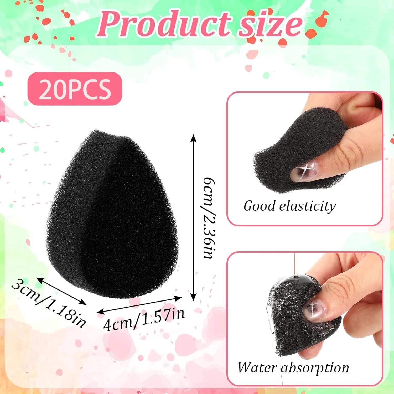 20 piece set of human body painted sponge water droplet shaped adult art creation suitable for Halloween and Christmas makeup