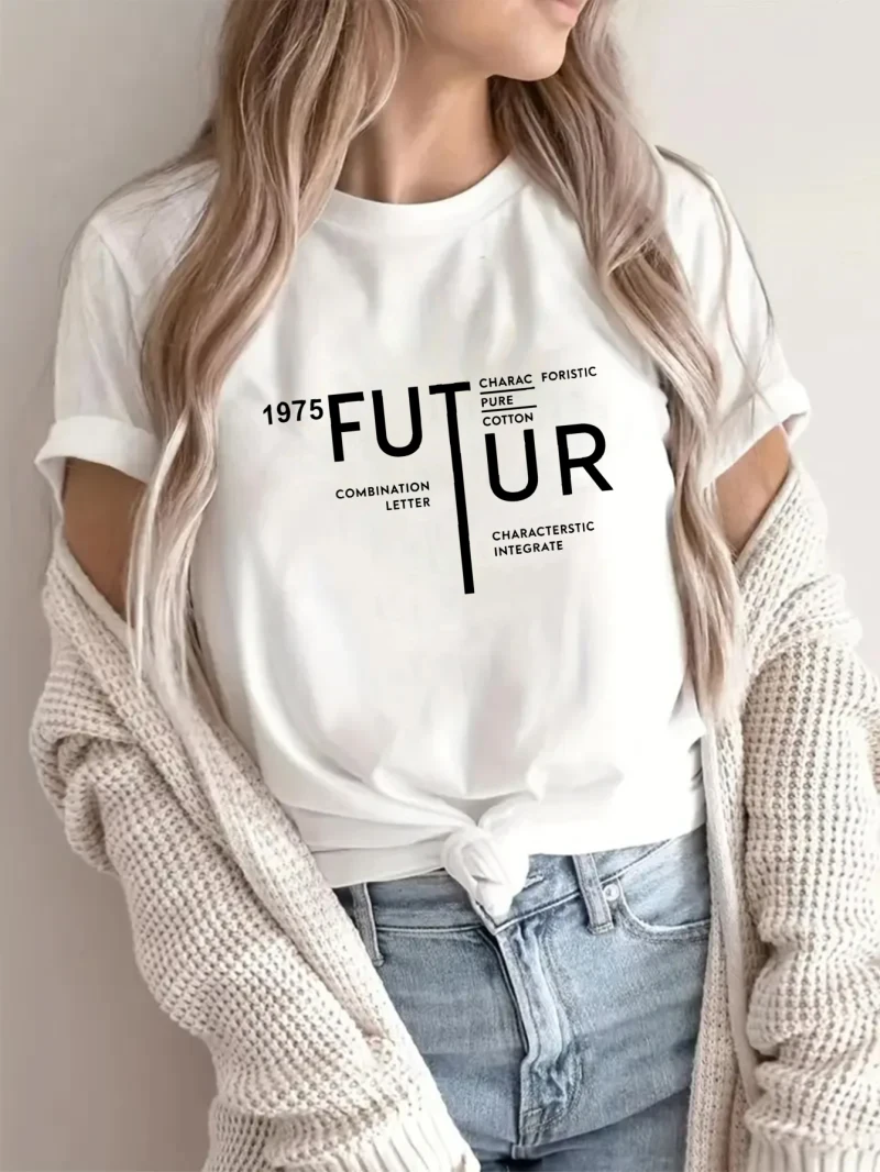 

Women's T-shirt Casual Top Made of Pure Cotton with Abstract Lines and Printed Patterns, Versatile for Spring Daily Couple Wear