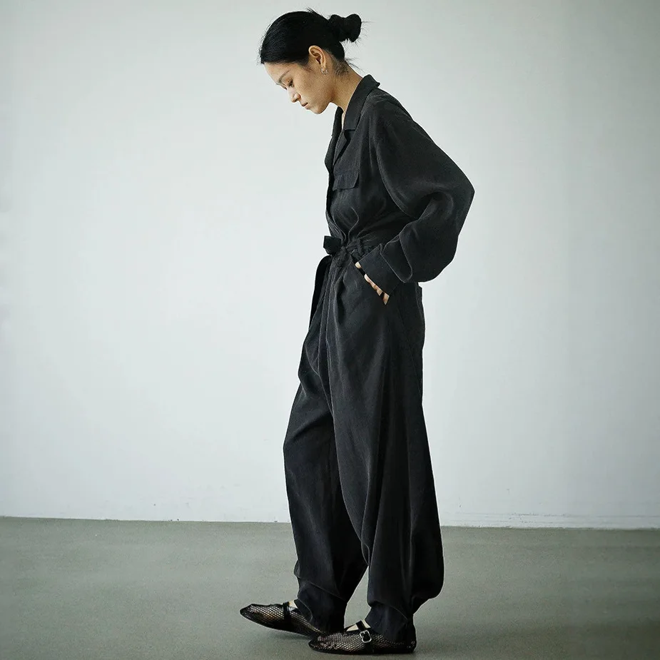 2026 Spring/Summer New Women's Jumpsuit Loose Casual Retro Wide Leg Pants