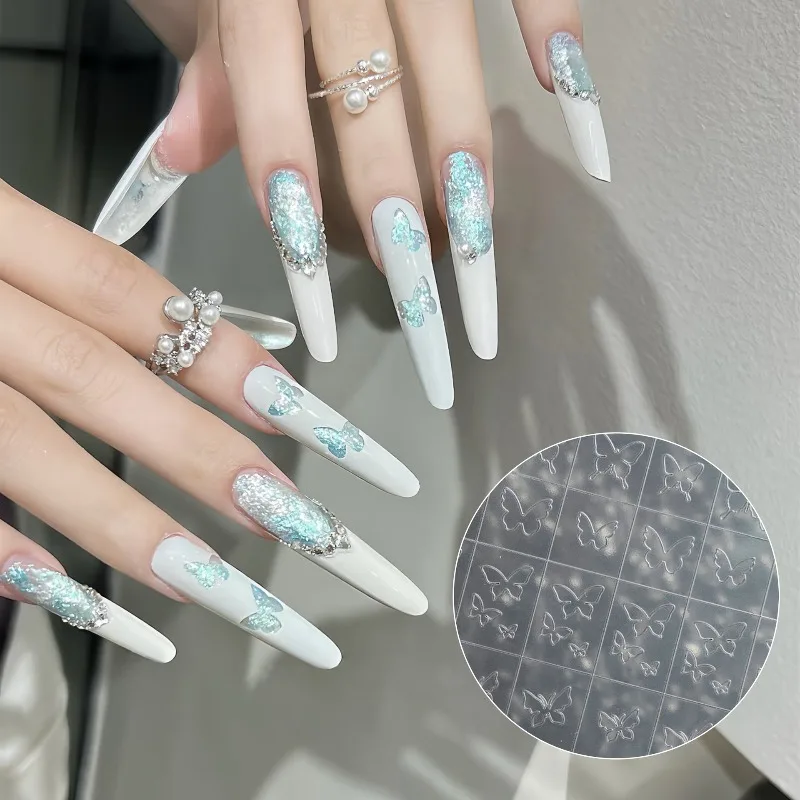 5 Piezas Plantillas de Arte de Uñas de Mariposa Hueca Calcomanías Diseño de Pintura en Spray Patrón de Amor Plantilla Decoraciones de Uñas Herramientas Auxiliares 3