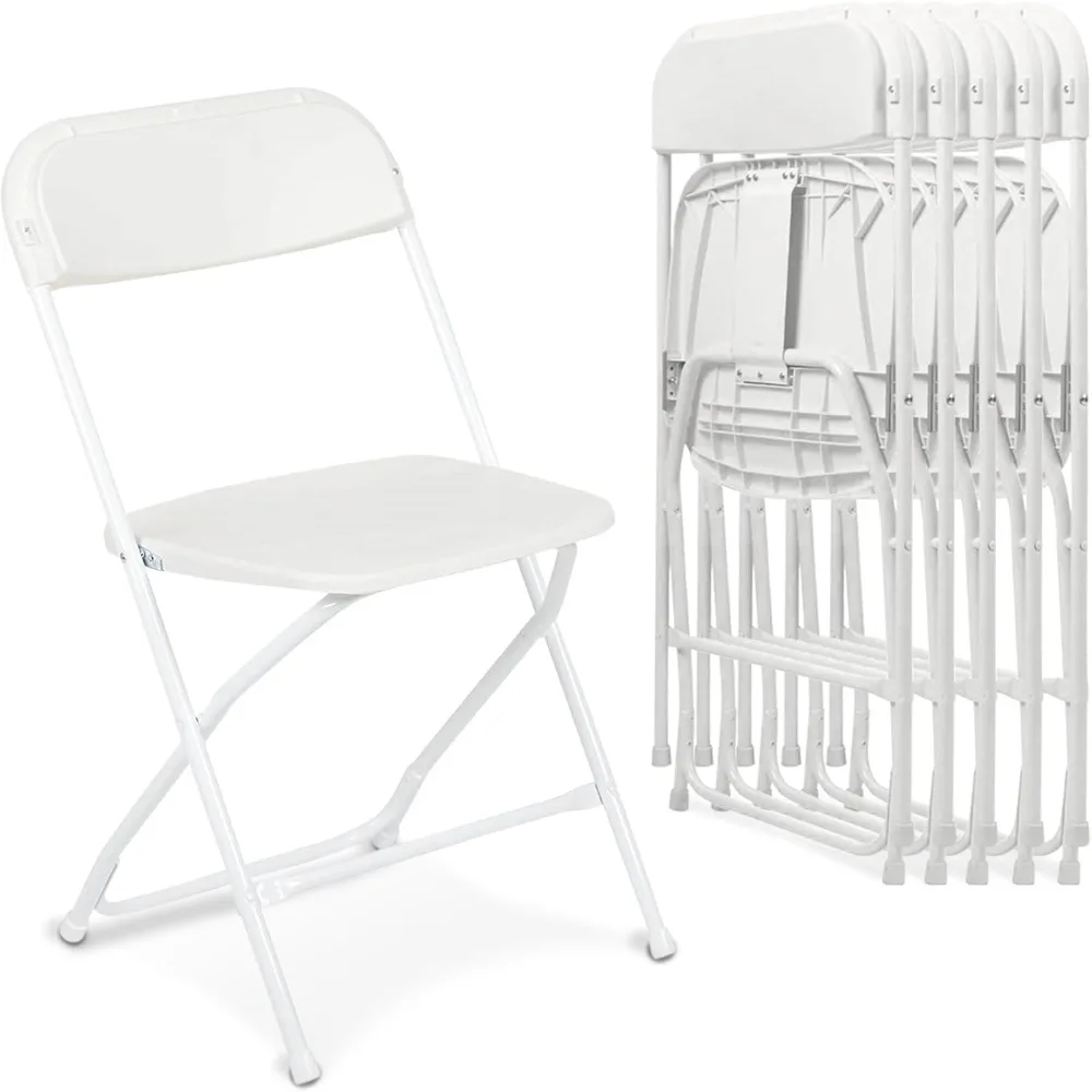 

Folding Chairs 6 Pack White Plastic Stackable Chairs for Wedding Party Outdoor Indoor