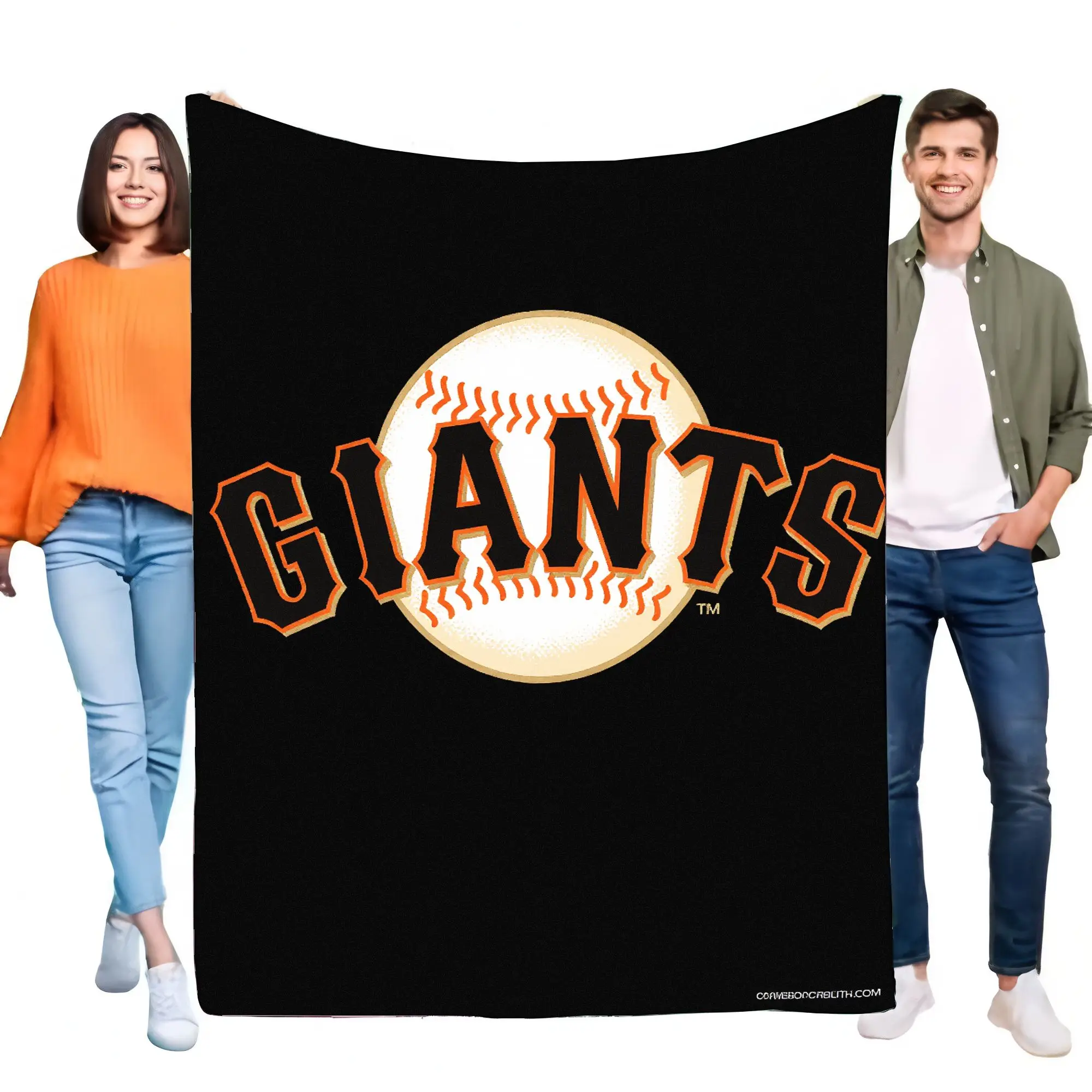بطانية سوداء بشعار سان فرانسيسكو جاينتس، رمي ناعم ومريح، مثالية لمحبي الرياضة، هدية أنيقة لمحبي الرياضة تتميز برتقالي جريء #1