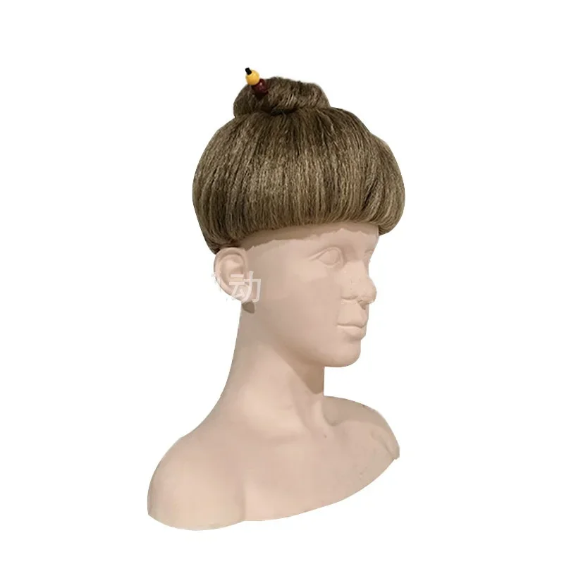 Bun Wig Granny Costume Props for Women Anime Cosplay Wig with Bun Halloween Party Cosplay Short Wigs