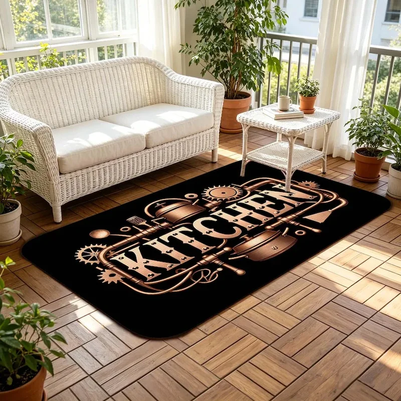 VIKAMA Bronze Vintage Farmhouse Kitchen Rug, Non-Slip Absorbent Door Mat for Entryway Bathroom Home Decor