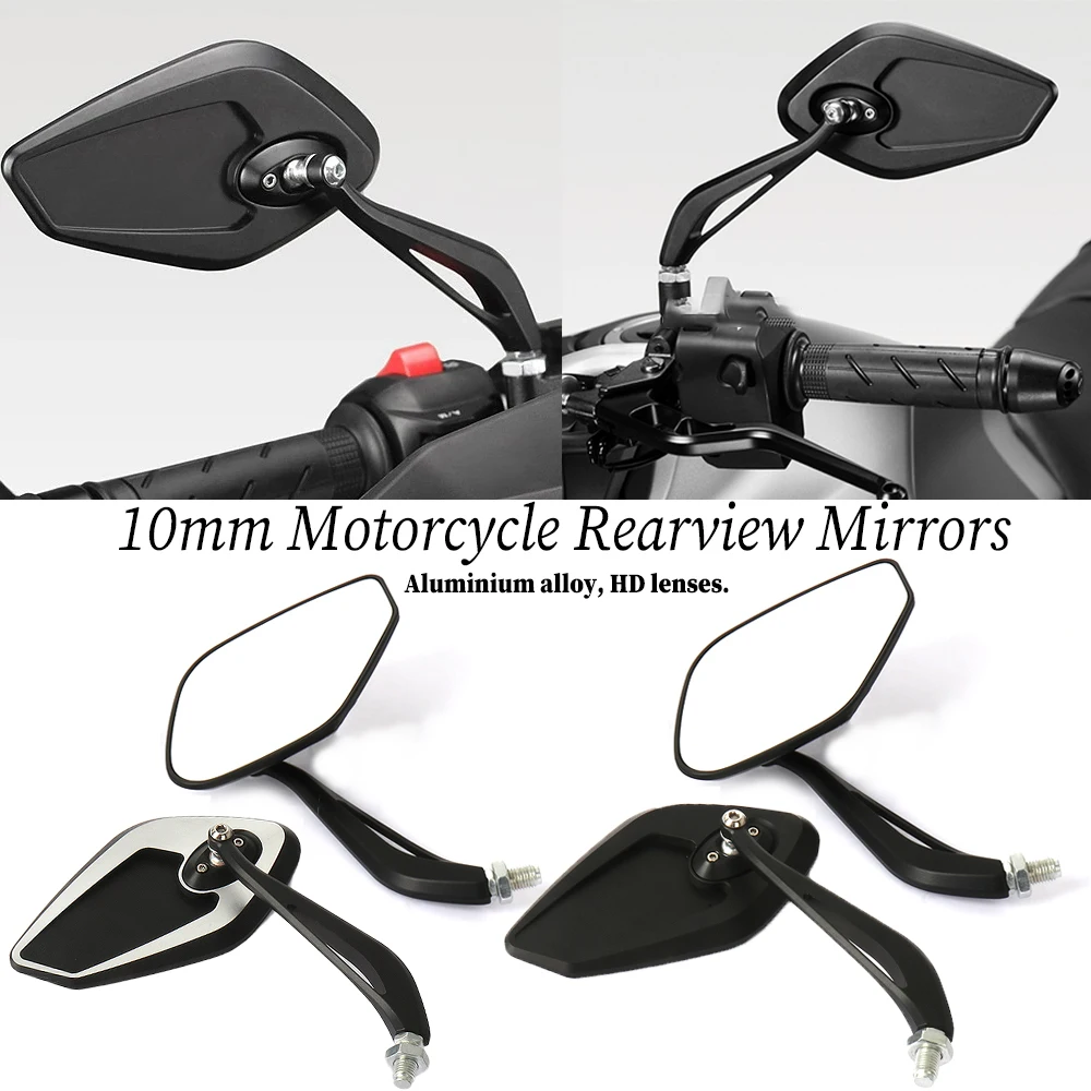 

Motorbike Accessories Universal 10mm HD Lens Aluminium Alloy Mirror For Yamaha Honda Kawasaki Speed Triple Series