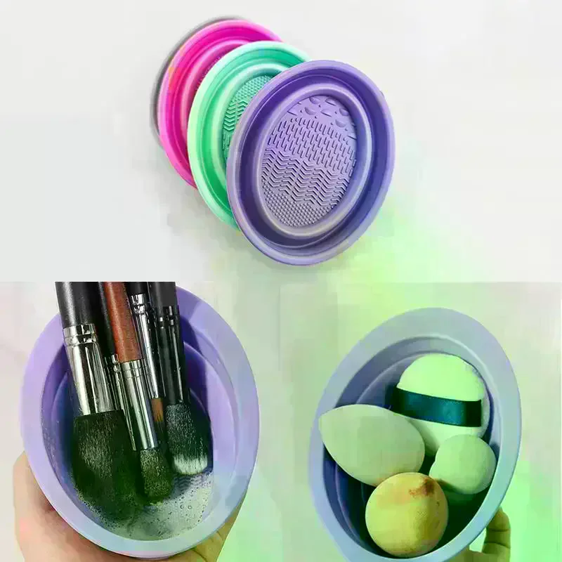 Cleaner Folding Powder Soft Silicone Makeup Brush Puff Cleaning Bowl Eyeshadow Brushes Wash Clean Mat Beauty Tools Scrubber