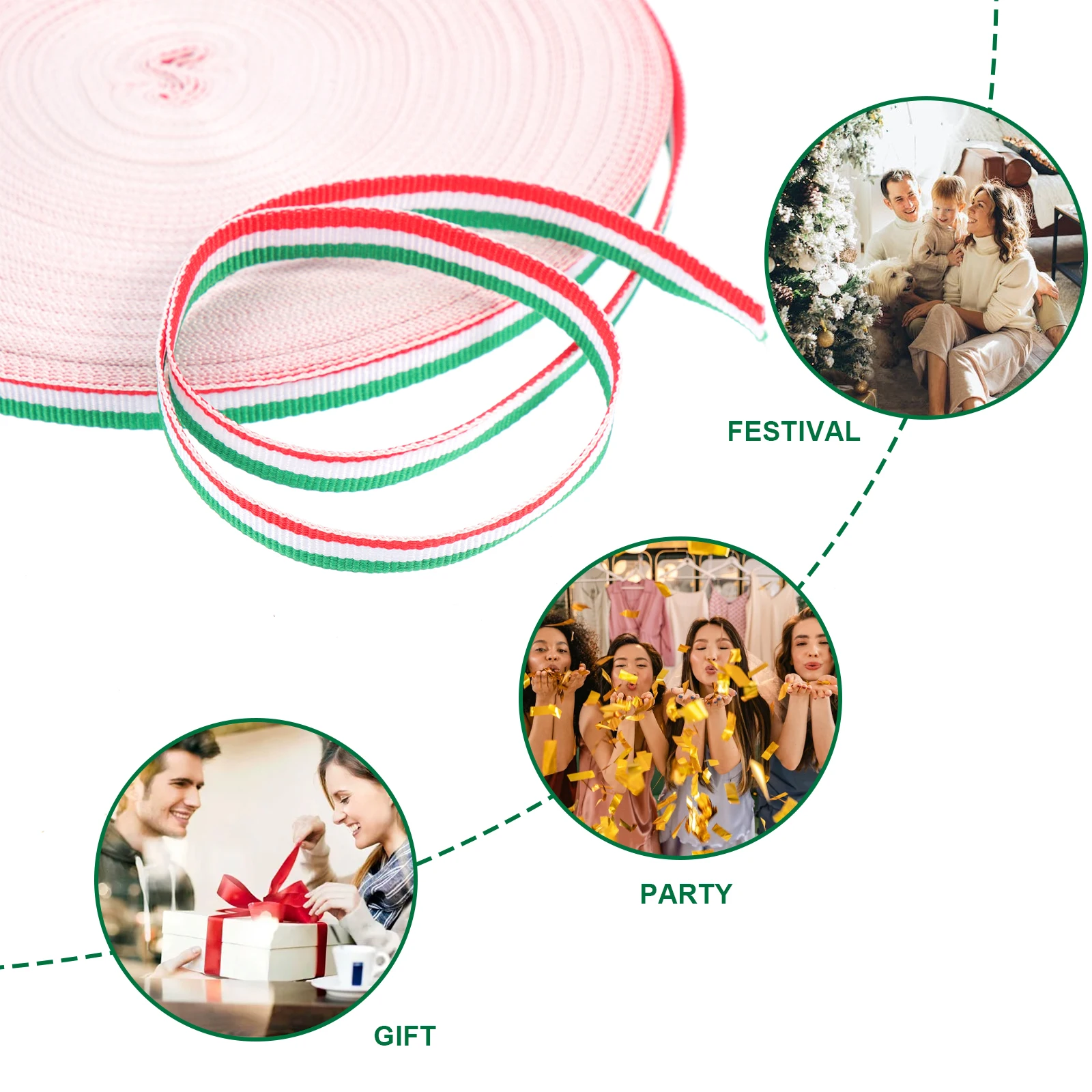 

Polyester Stripes Ribbon Mid-color Webbing Bulk Fabric Bride Gift Christmas Soft Durable Beautiful Colors Scissors