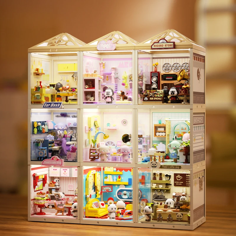 MiniSupper Town Building Blocks Playing House Streetscape Desktop Decoration Puzzle Assembling Model Toy Birthday Gifts for Kid