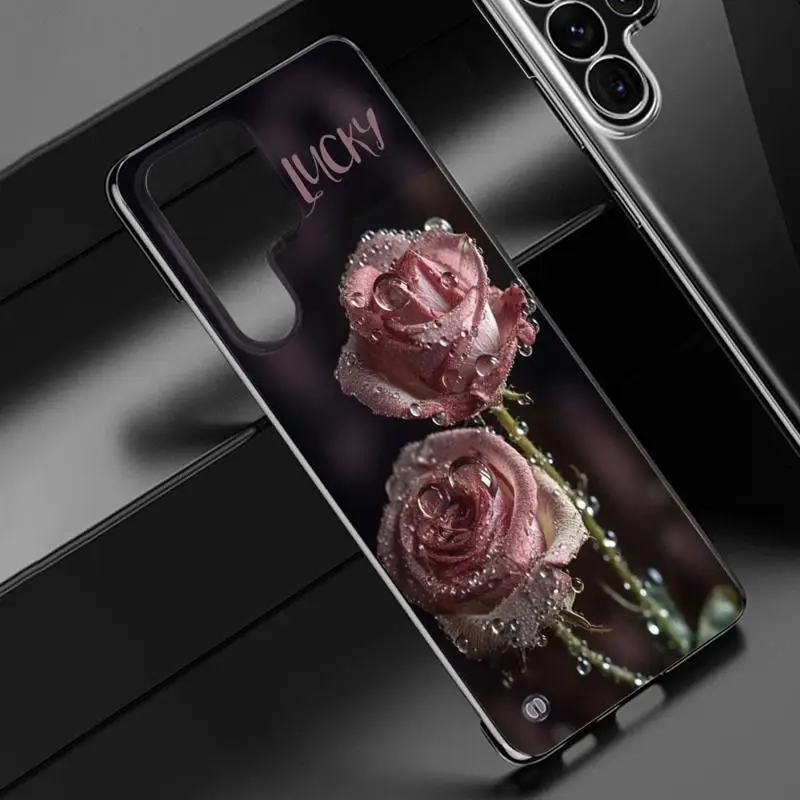 Bright Pink Rose Beautiful phone case for Samsung Galaxy S24 s23 Ultra FE cases s20 s21plus s22 borderless cooling clear funda