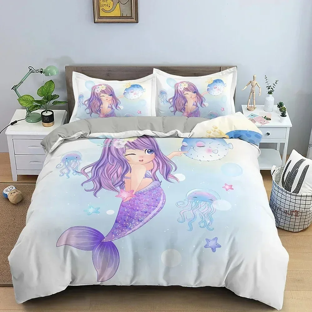 ensemble-de-housse-de-couette-motif-sirene-de-dessin-anime-decor-de-chambre-d'enfant-ensemble-de-literie-sirene-pour-enfants-simple-double-double-taille-cadeaux-pour-enfants