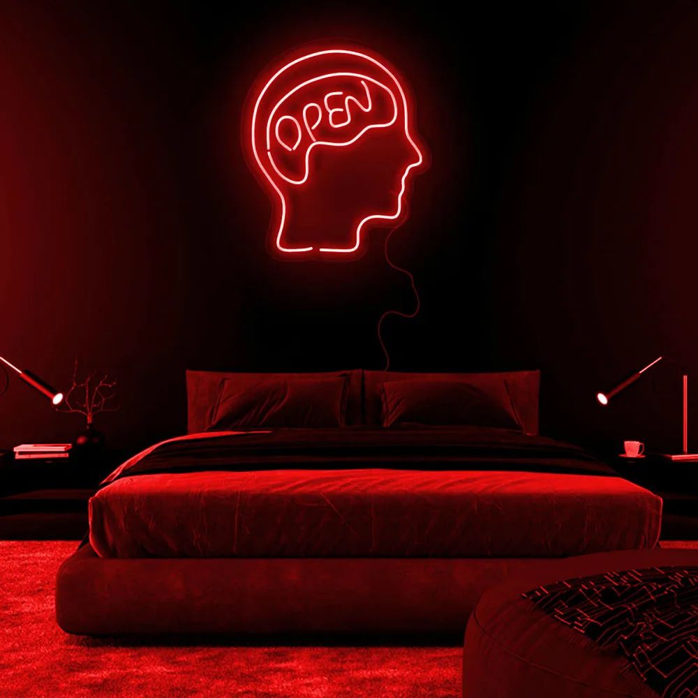 Turn on the Brain Neon Family Room Kids Room Studio Shop Bar Club Game Room Wall Decor Open The Brain Neon Art LED Light Gift