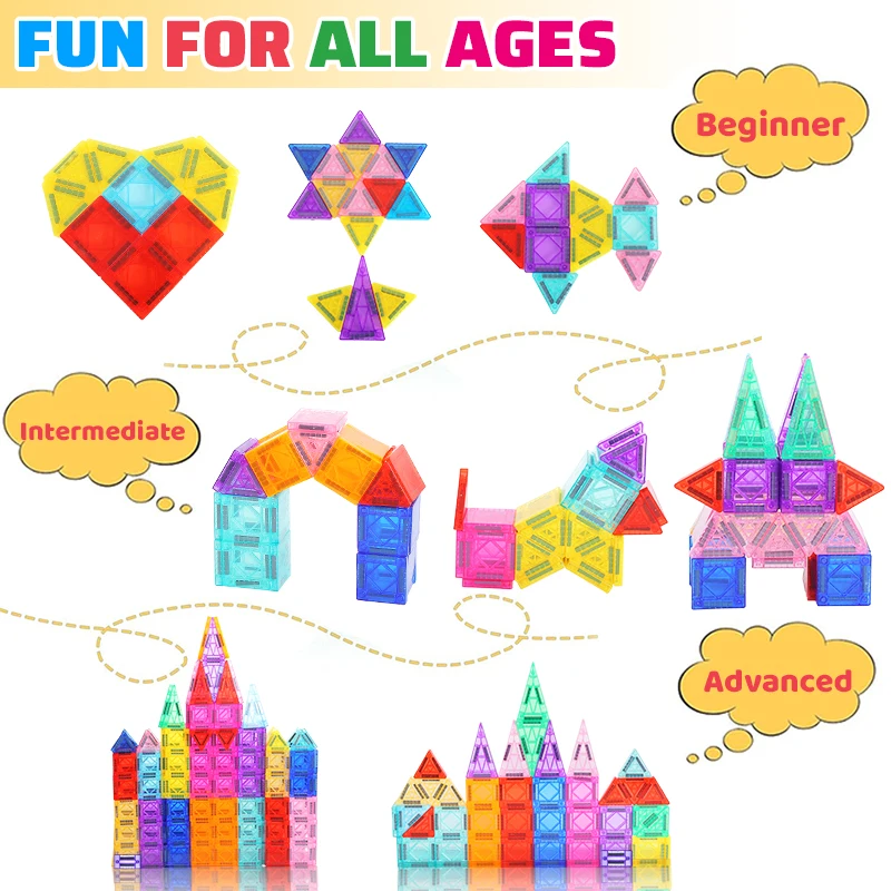 مجموعات بناء مكعبات البناء المغناطيسية للأطفال بنين بنات لتقوم بها بنفسك ألعاب تعليمية مونتيسوري هدية 32/66/96/136 قطعة