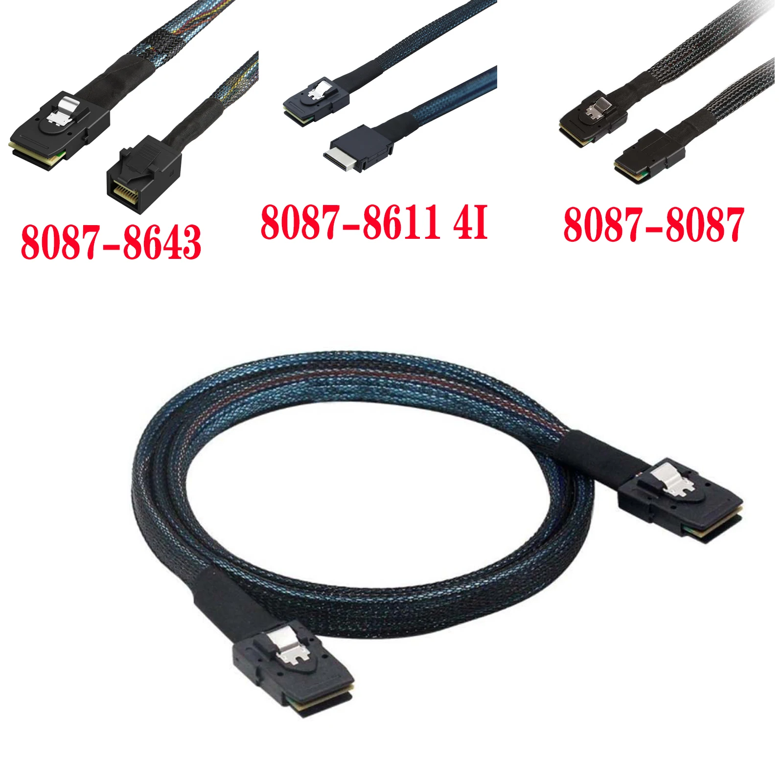 High Performance 36 Pin Data Cable Mini SAS SFF-8087 to SFF-8087&8087-8611 4I&8087-8643 Black Cord
