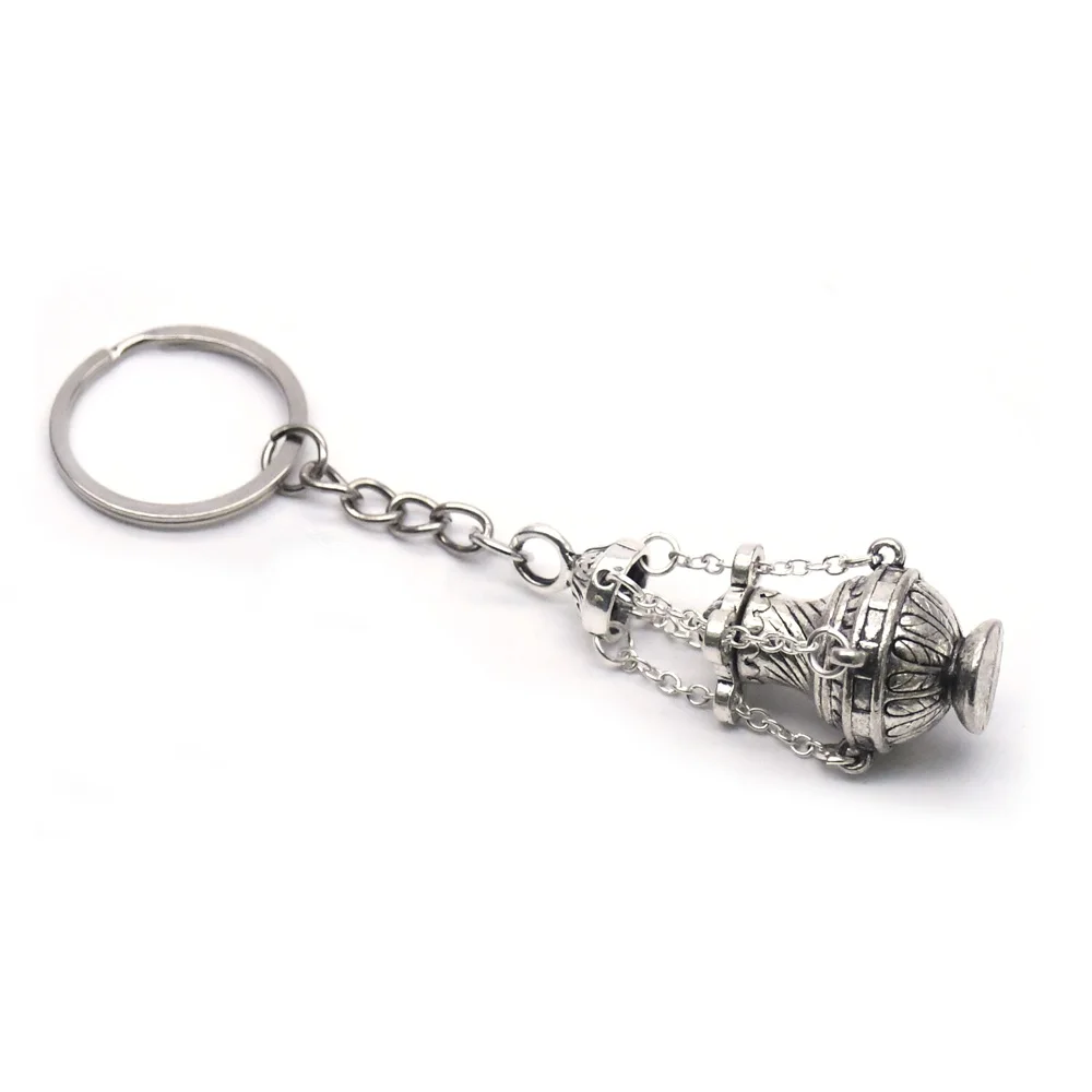 Vintage Censer Key Chain For Men Women Long Religious Metal Jewelry