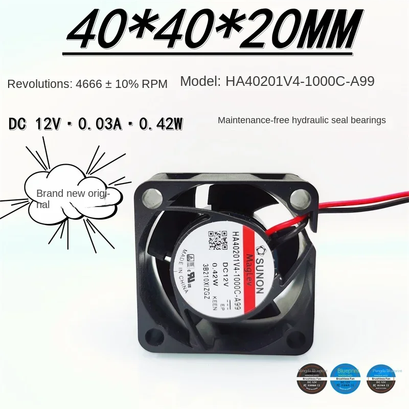 40*40*20MM New silent HA40201V4-1000C-A99 hydraulic 4020 12V 0.42W chassis 4CM cooling fan