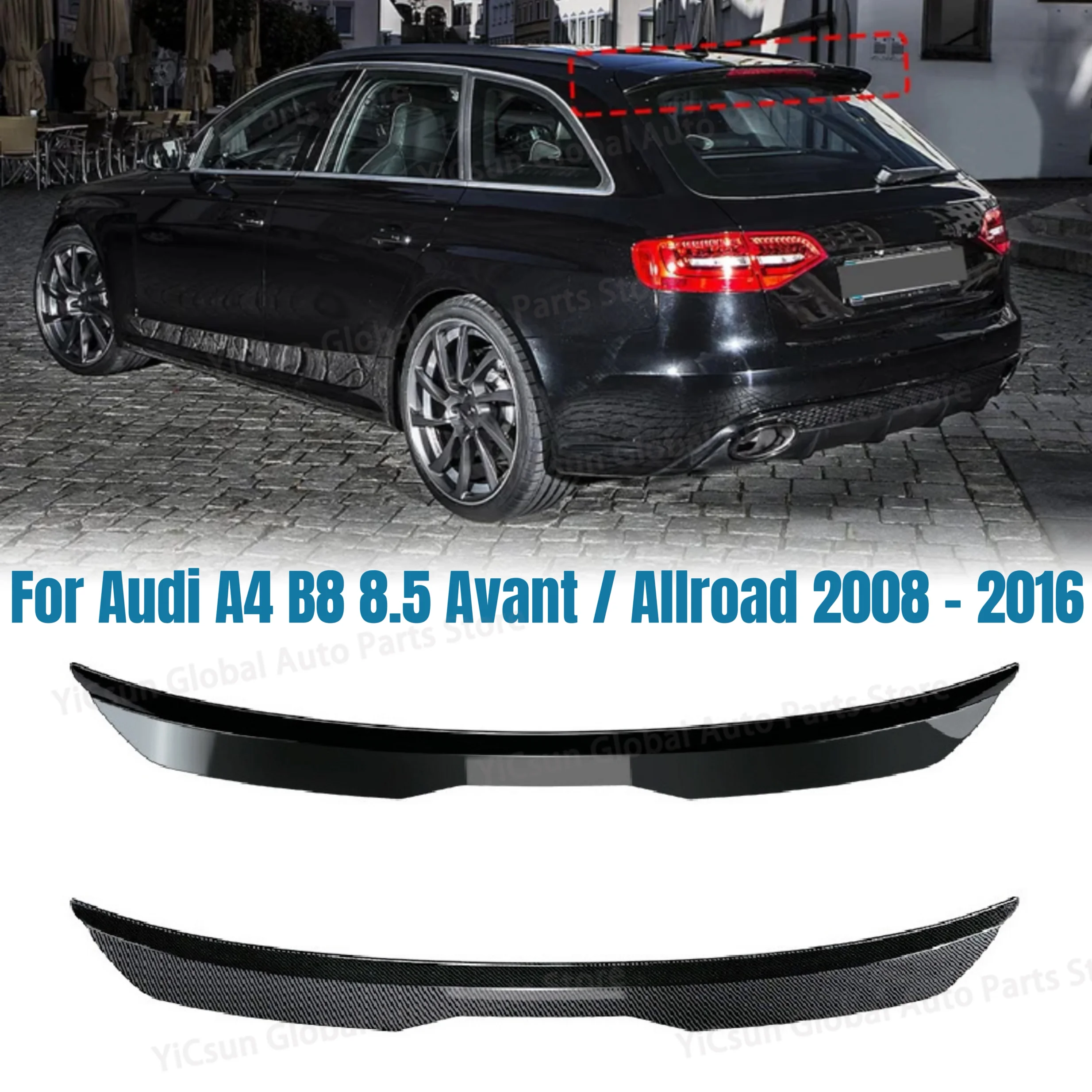 

Задний спойлер на крышу для Audi A4 B8 8,5 Avant / Allroad 2008 - 2016 черный/карбоновый внешний вид автомобиля