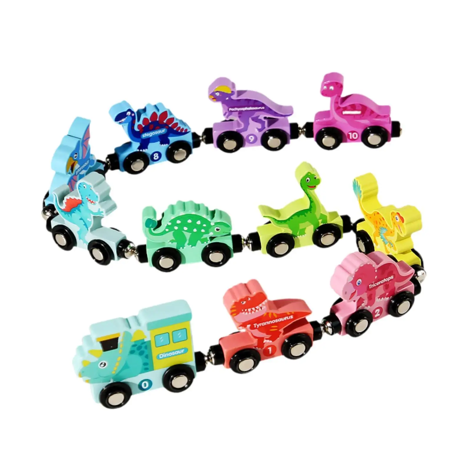 Wooden Train Set Car Toy Preschool Vehicles Creative Educational for Age 2 3 4 Boys Kids Birthday Gifts
