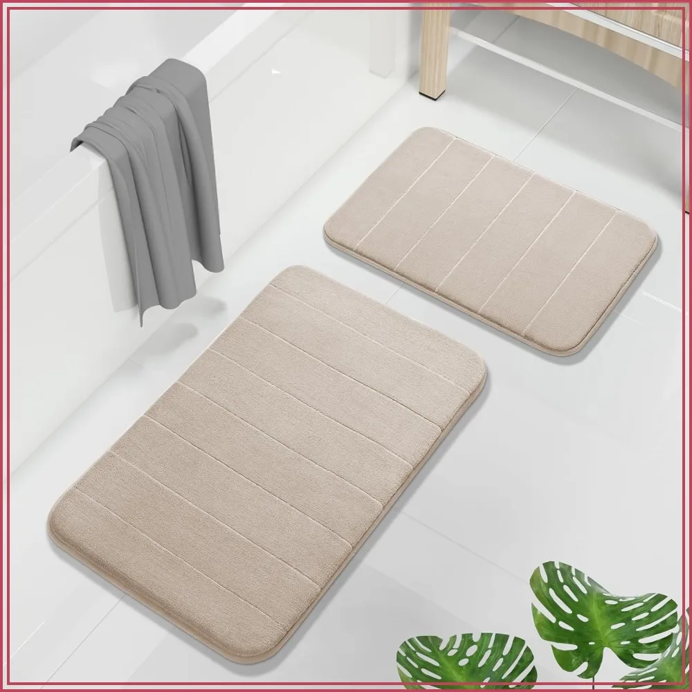 

Super Soft Absorbent Quick Dry Bath Mat Set 2 Piece, Non Slip Machine Washable Floor Carpet for Tub Shower & Single Sink (17x24 & 31.5x20 Inch)