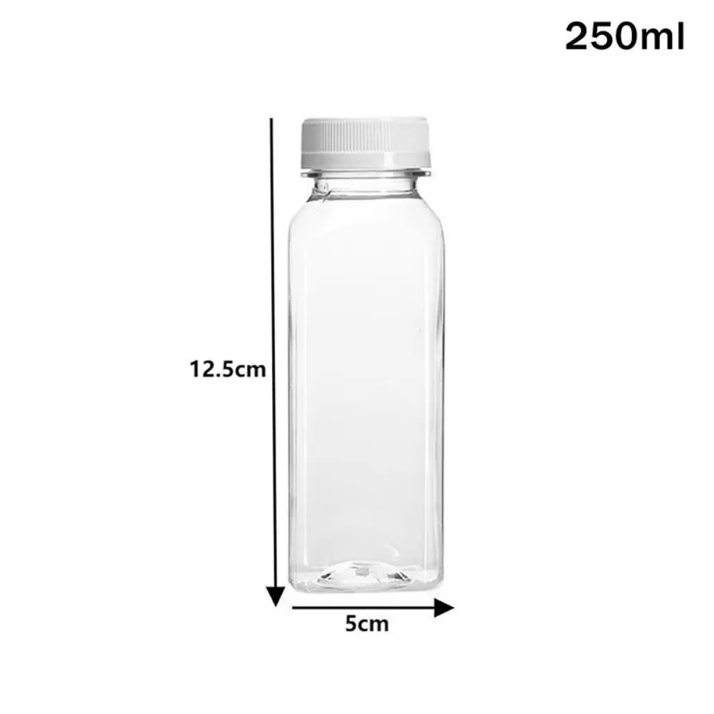 

Portable 250/350/500ml Juice Bottles Clear Plastic Milk Tea Bottle Spill-Proof Square Refilling Water Bottle Easy Cleaning