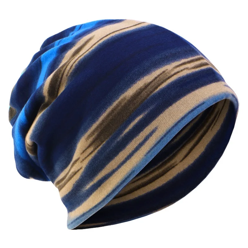 Spring  Autumn Early Winter Printed Rainbow Color Double Windproof Keepwarm Cap Skullies&Beanies