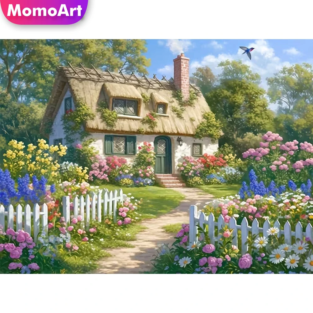 Momoart New Arrival Diamond Painting House Diamond Embroidery Landscape Mosaic Garden DIY Cross Stitch Set Handmade Hobby