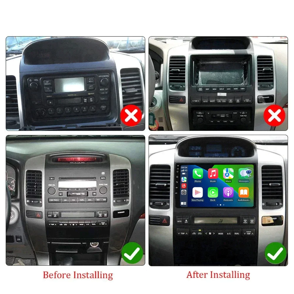 راديو سيارة أندرويد 15 لتويوتا لاند كروزر برادو 120 3 III لكزس GX470 GX 470 J120 2002 - 2009 مشغل فيديو الوسائط المتعددة #2