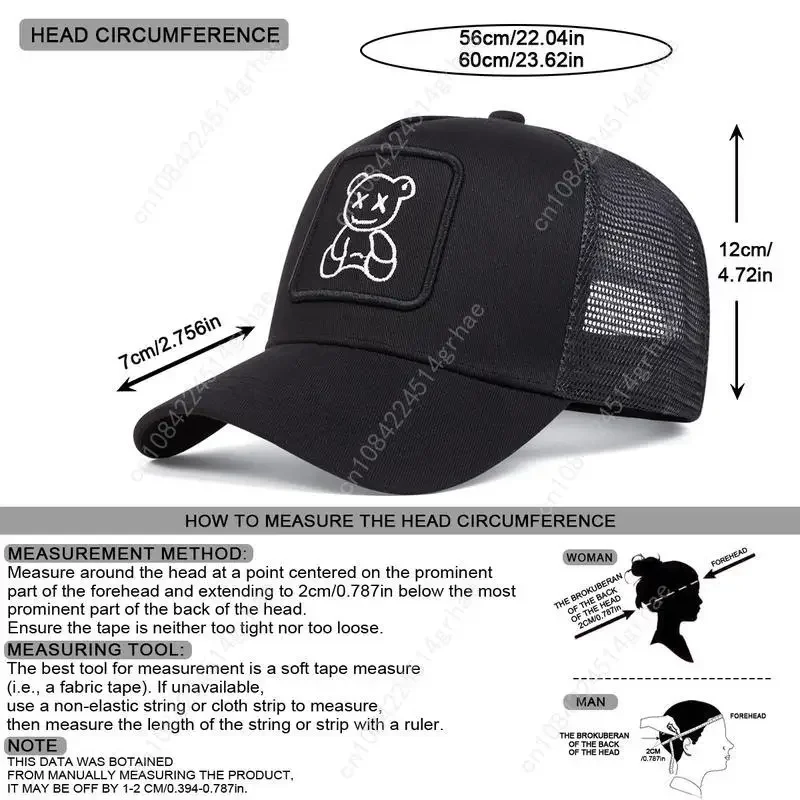 Czapka baseballowa unisex z haftowaną pandą, damska, męska, siateczkowa, regulowana, przeciwsłoneczna, rekreacyjna, na podróże, turystykę, wakacje na plaży.