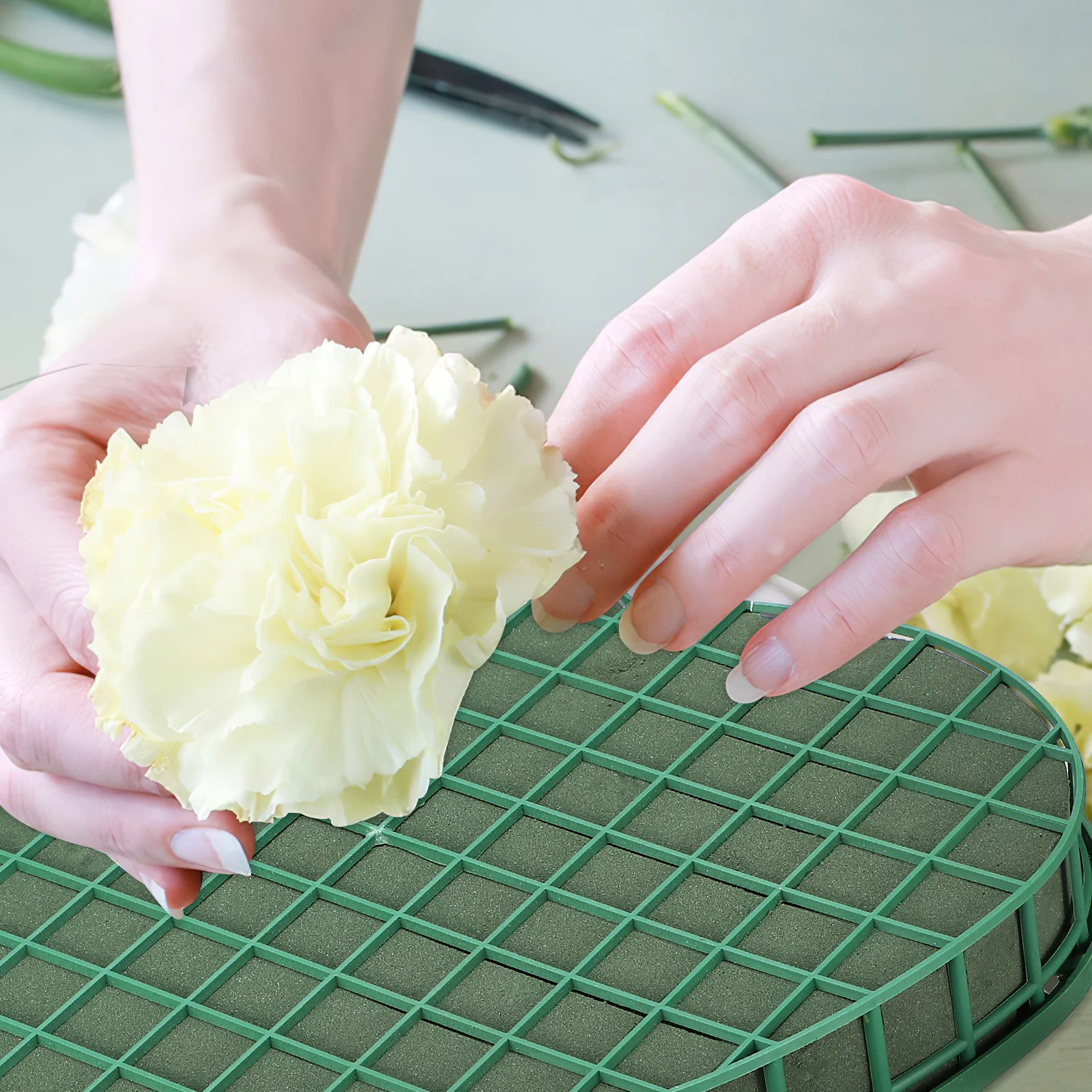 

1Pcs Car Head Flower Decoration Mud Green Large Heart Shape Suction Cup DIY Floral Arranging Plate Wedding Party Birthday Prom