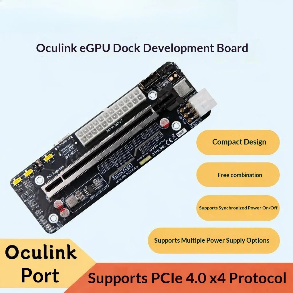 OCuLink Graphics Card GPU Dock Dev Board 64GB SFF-8612 To PCIe Expansion Card SFF-8611 Adapter for Mini PC F2D Motherboard