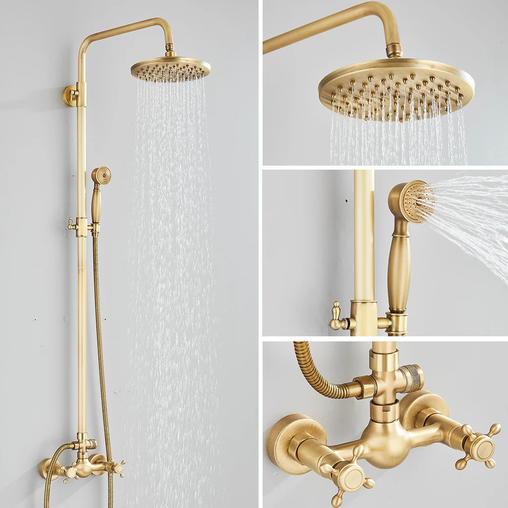 antique-brass-shower-faucets-set-wall-mount-retro-shower-kit-dual-knobs-mixer-tap-handheld-spray-bathtub-kit