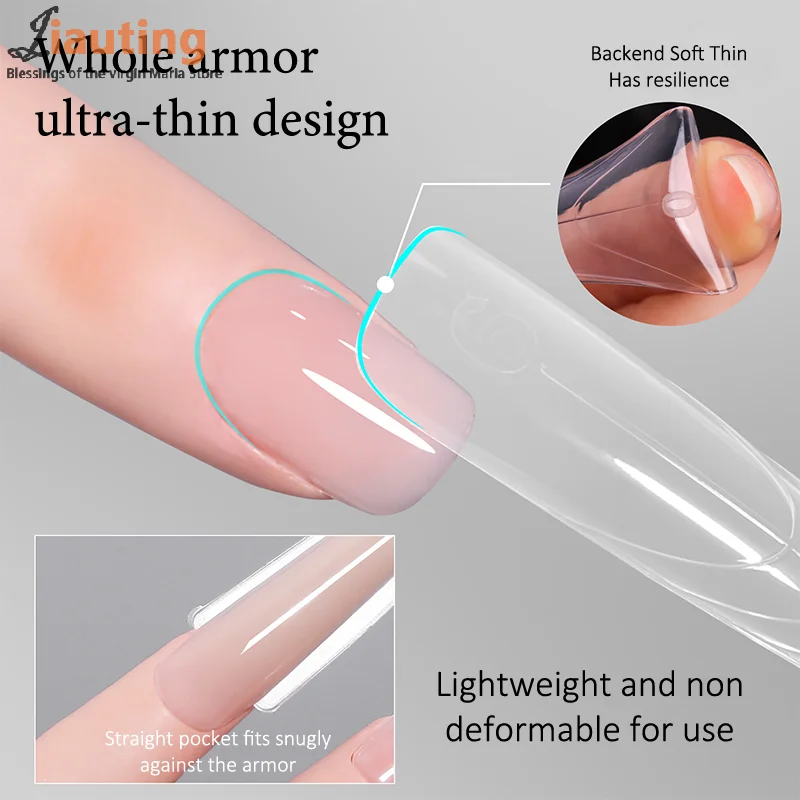 ساندويتش أشكال أظافر مزدوجة 240 قطعة 14 مقاس ملحقات سريعة-أشكال مزدوجة على شكل حرف T أظافر بيضاوية أشكال قالب علوي قالب سفلي ثلاثي الأبعاد #4