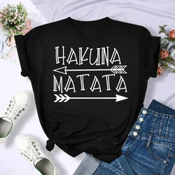 Hakuna Matata divertente lettera stampa T Shirt donna Kawaii Cartoon The Lion King Graphic Tees Harajuku Casual T-Shirt femminile