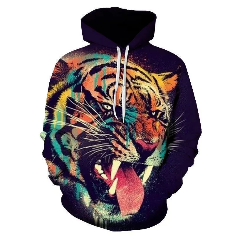 Autumn Winter Hoodies Animal Tiger 3D Print Streetwear Men Women Oversized Sweatshirts Hoodie Kids Pullovers Tracksuits Clothing