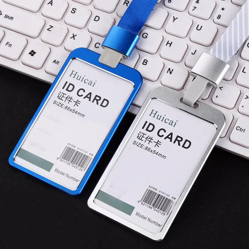 Fashion Card Cover Women Lanyard Aluminum Alloy Work ID Card Holder Business Work Card ID Badge Holder Metal Bags Case